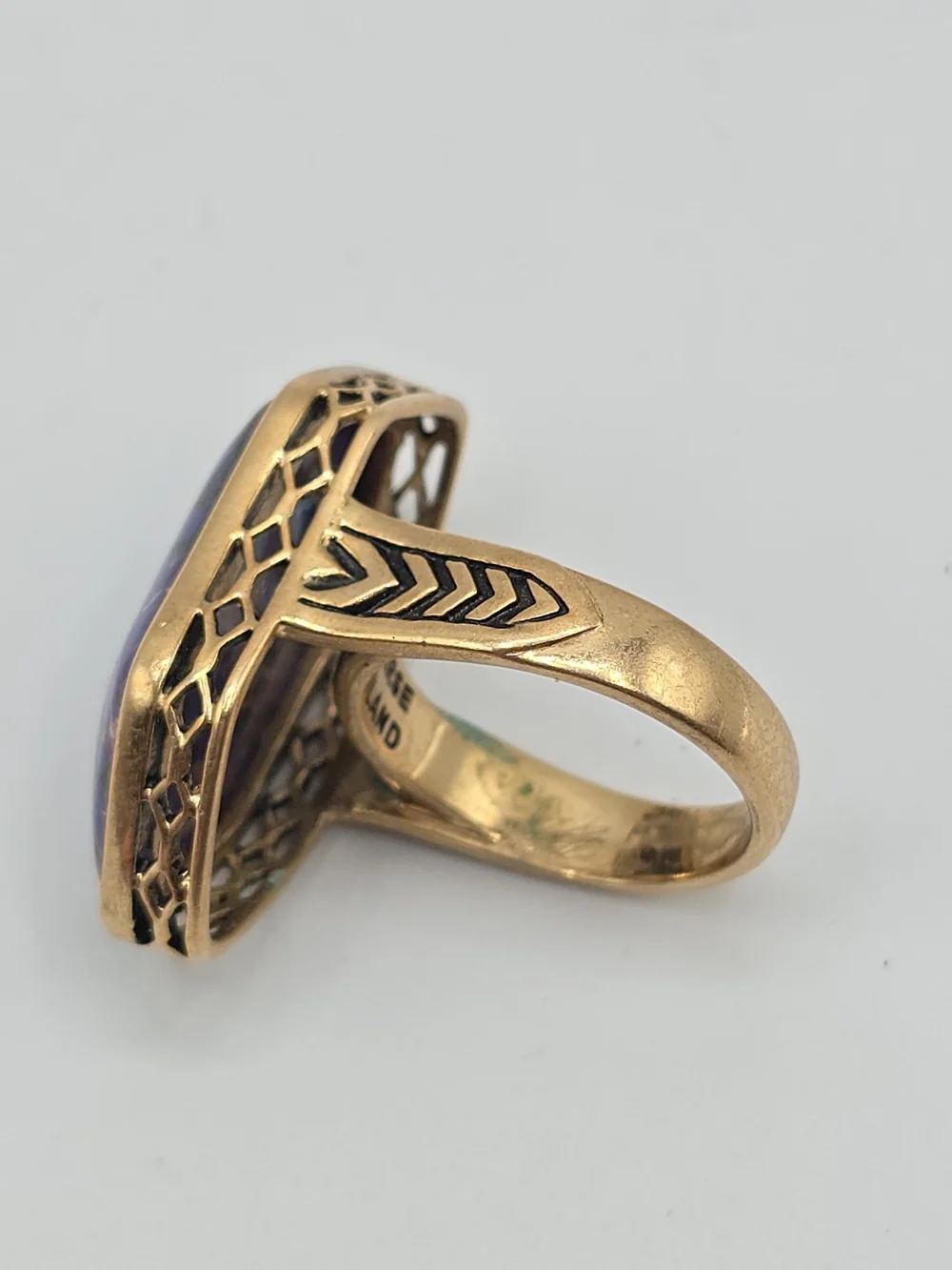 Barse Purple Turquoise Ring Bronze Color Enhanced Statement Size 9.75 - Picture 5 of 11